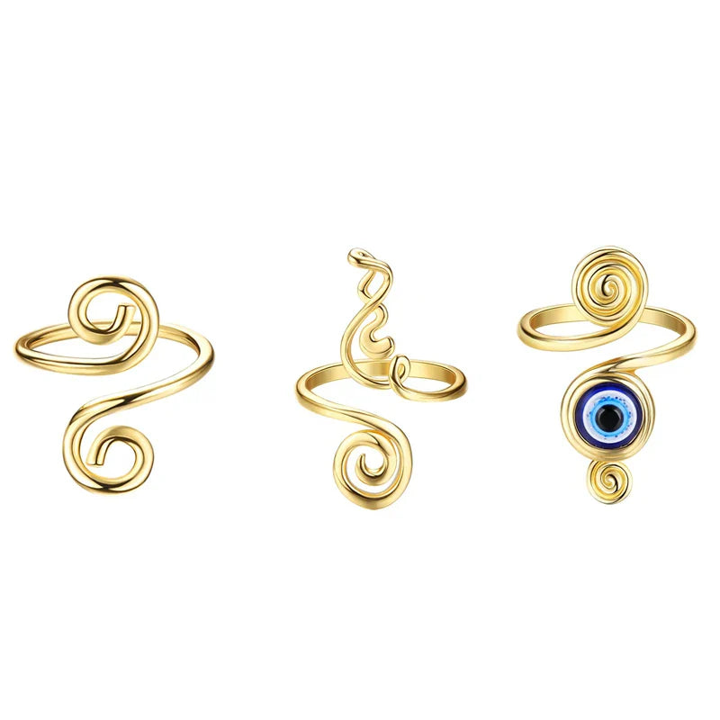 3Pcs Adjustable Toe Rings Summer Beach Foot Jewelry in silver or gold