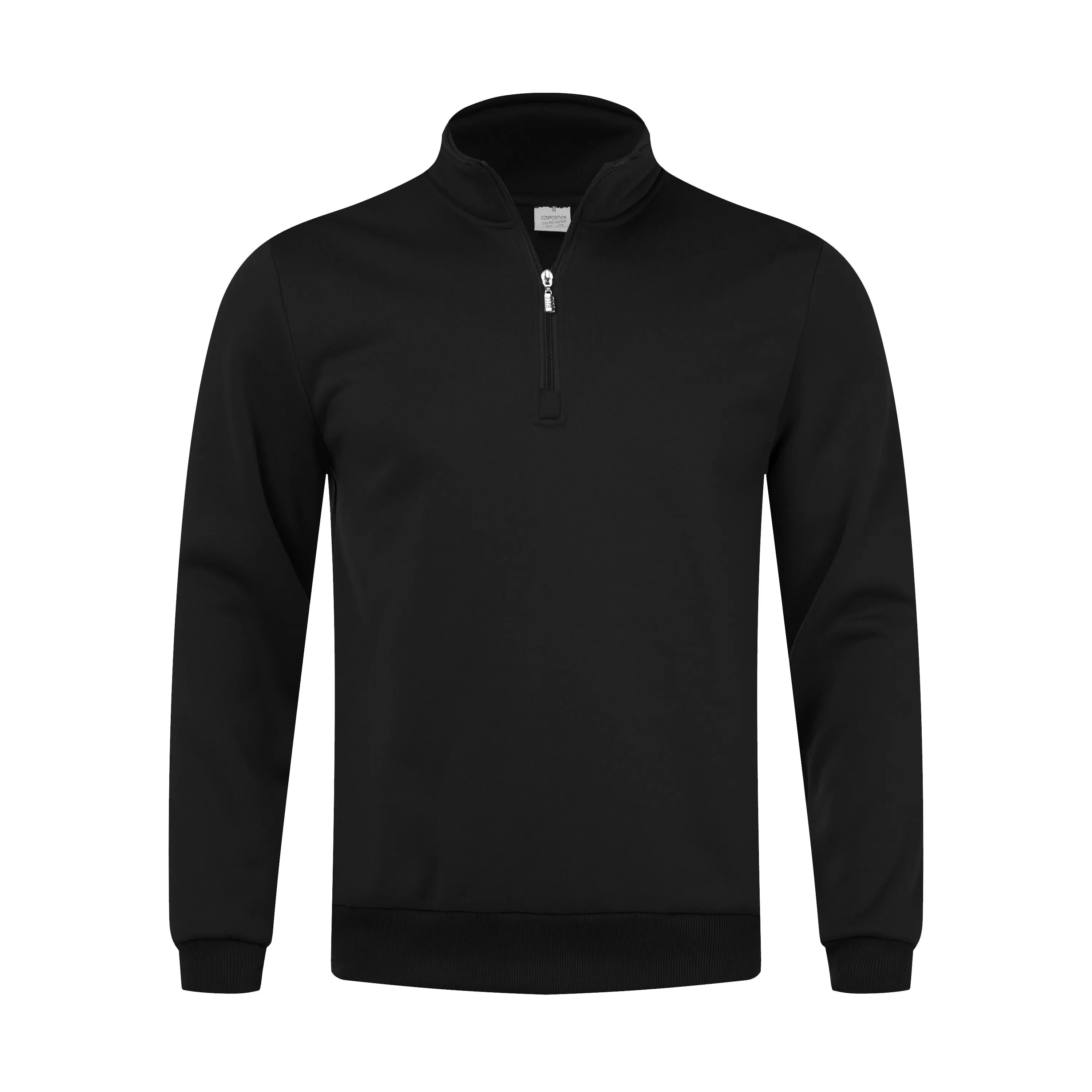 Men Sweatshirts Fall Spring Thicker Half Zip Pullover Hoody Solid Color Turtleneck for Male Outdoor