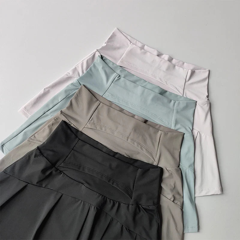 High Waist Tennis Skirt with Built-In Shorts