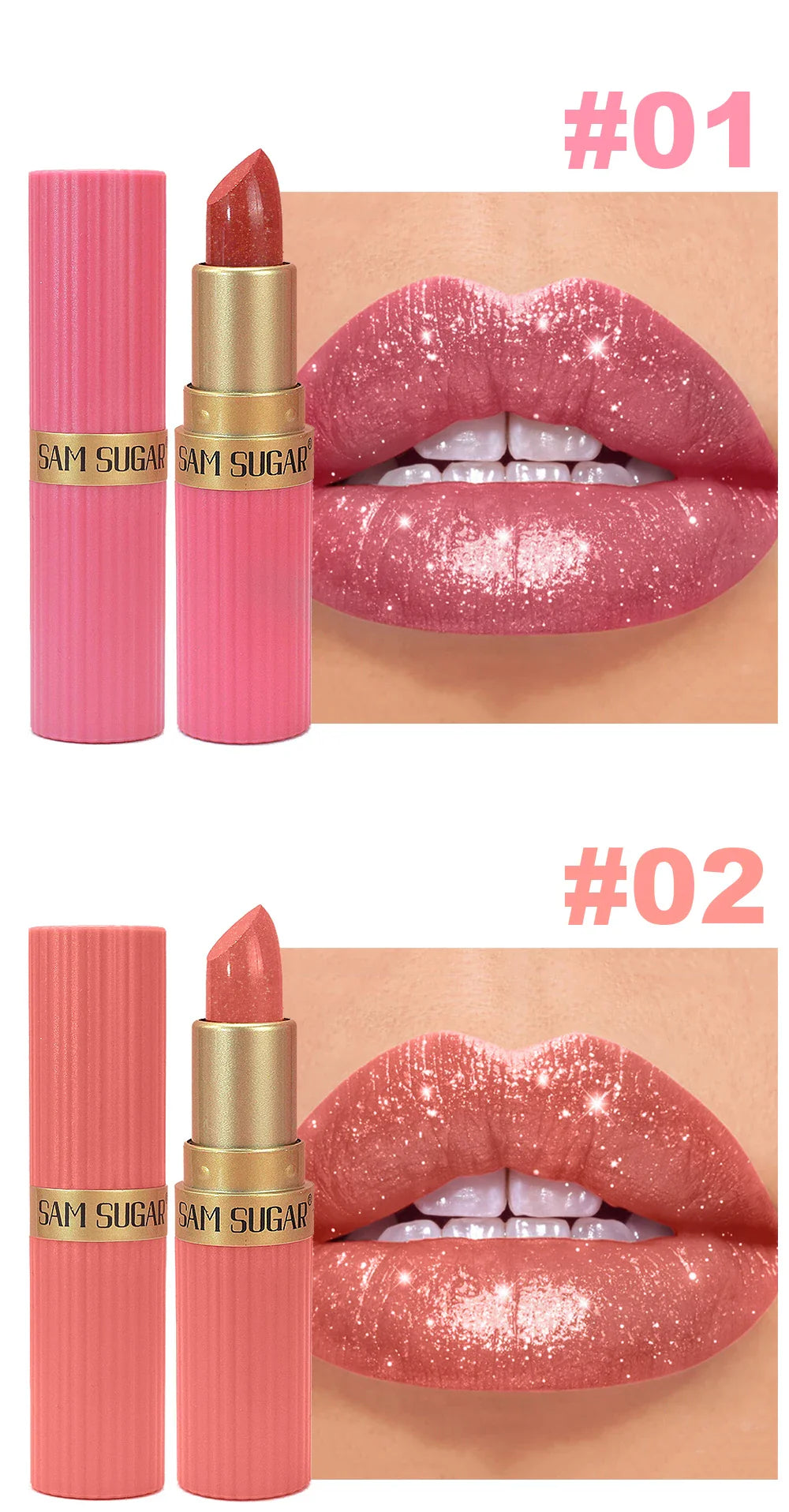 Pearlescent Pink Glitter Velvet Lipstick