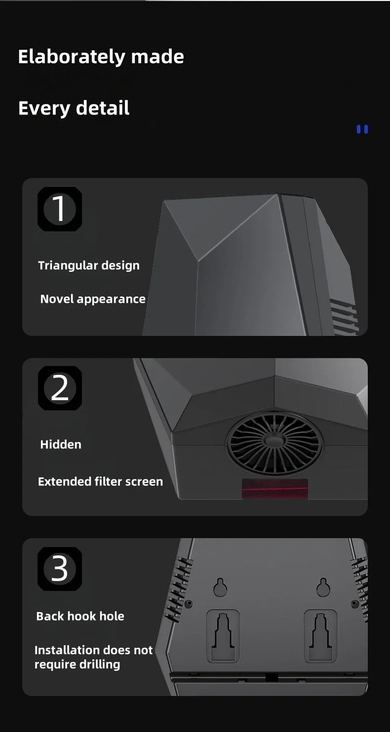 1600W Powerful Hand Dryer, Wall-Mounted Quiet Bathroom Dryer