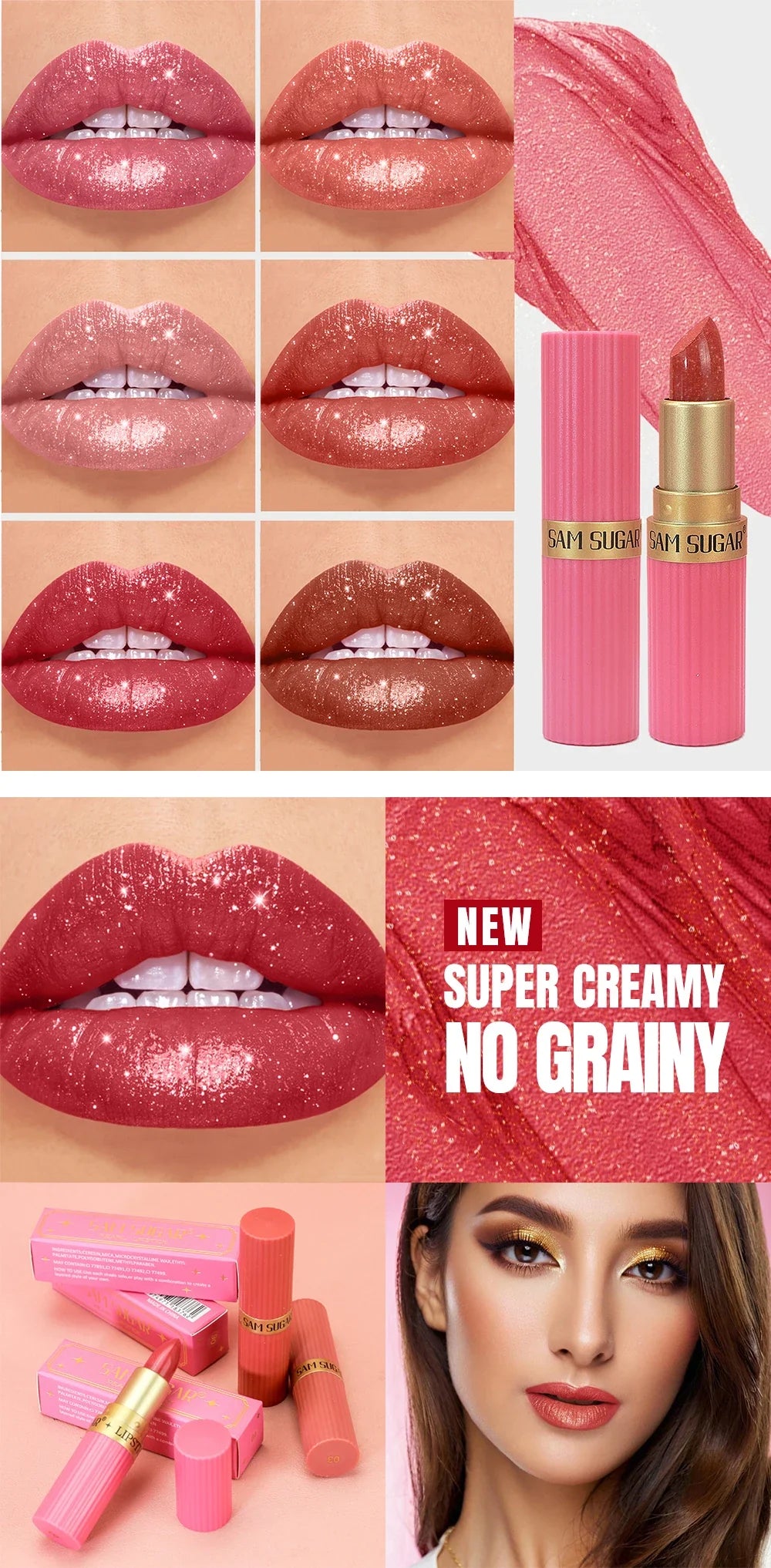 Pearlescent Pink Glitter Velvet Lipstick