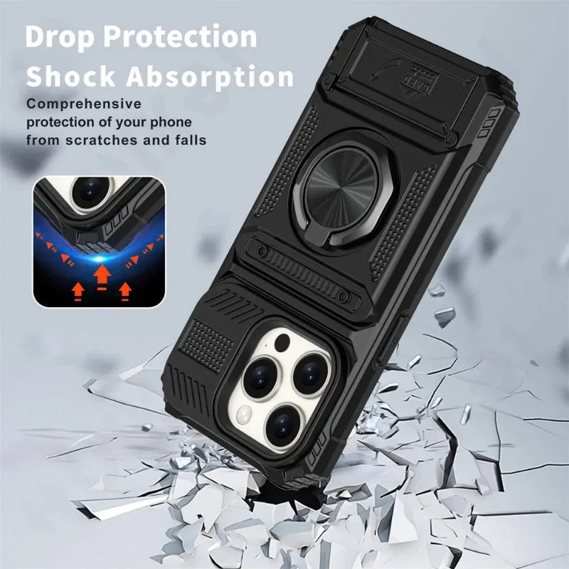 Phone Case For iPhone with Magnetic Rotated Ring Kickstand