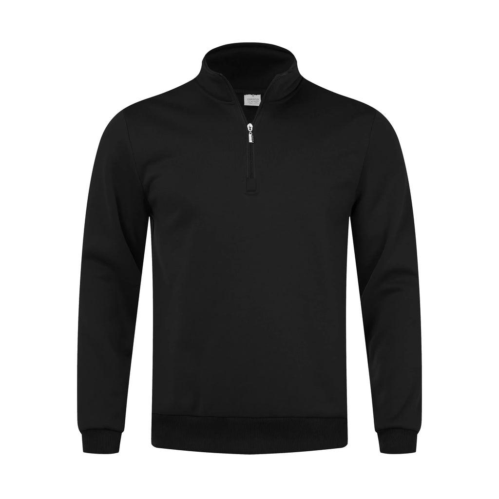 Men Sweatshirts Fall Spring Thicker Half Zip Pullover Hoody Solid Color Turtleneck for Male Outdoor