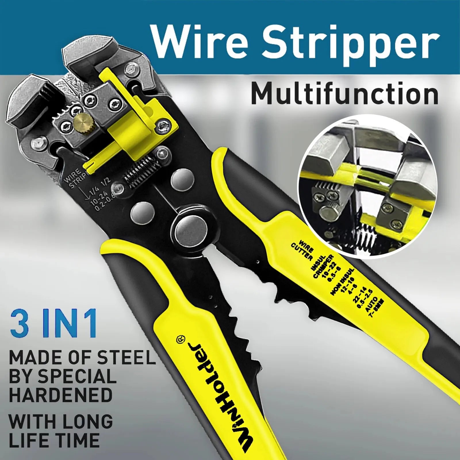 WINHOLDER Professional Electrician Wire Tool Cable Wire Stripper Cutter Crimper Automatic Crimping Stripping Plier