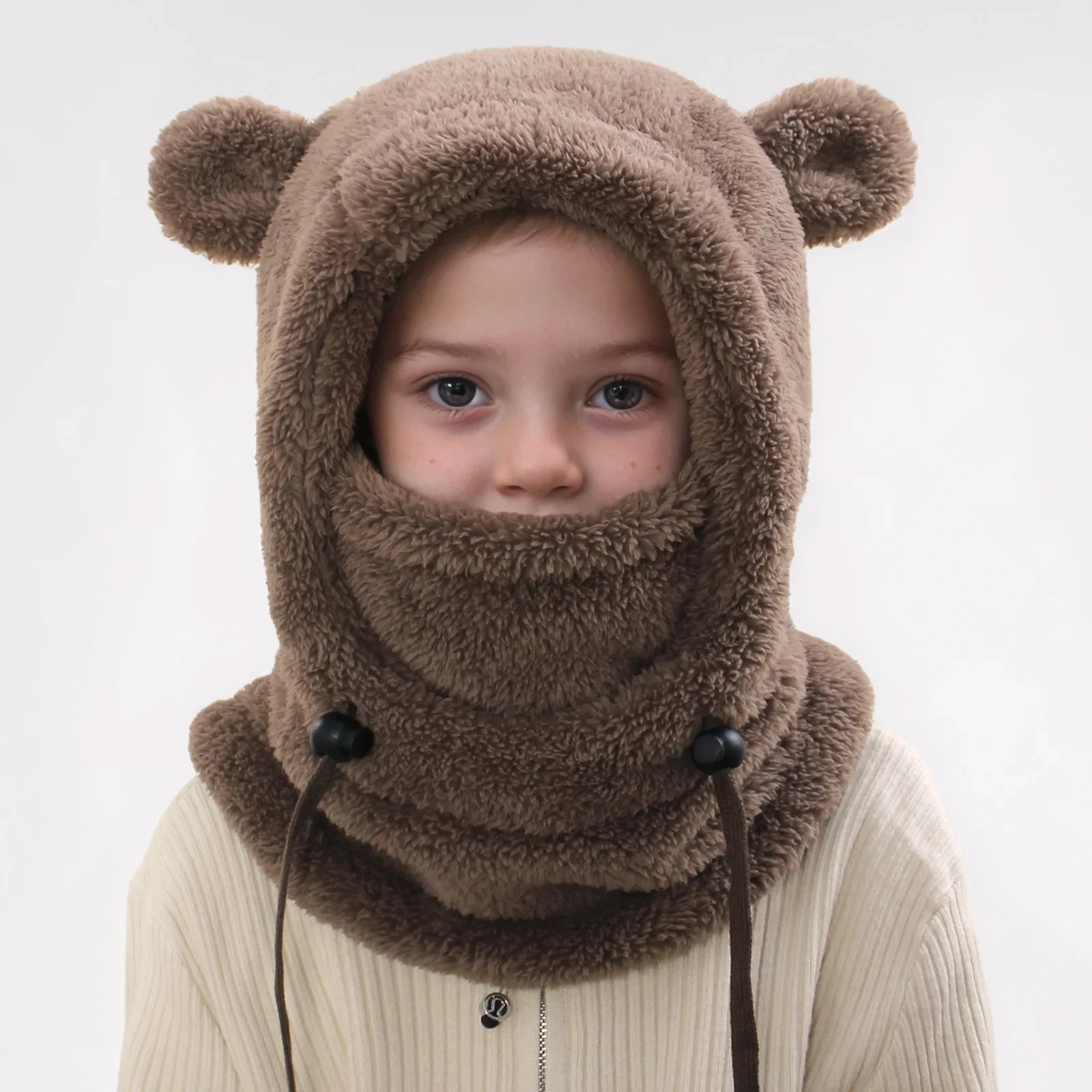 Kids Winter Hat with Ear Flaps and Face Cover Warm Fleece Lined Cold Weather Beanie for Boys Girls