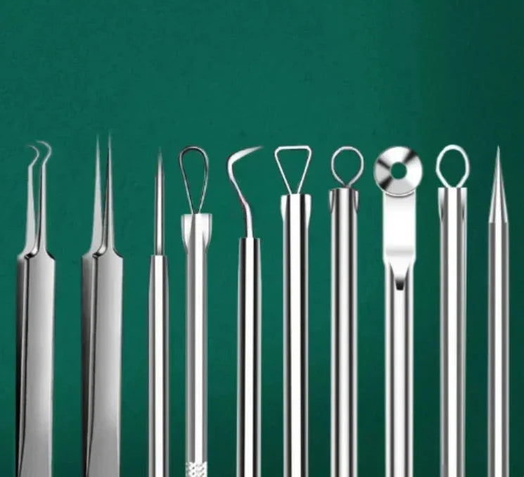 1/11Pcs Acne Pimples Blackhead Remover Clip Ultra-fine Tweezers Black Dots Blackhead Extractor Acne Needle Facial Cleaner Skin