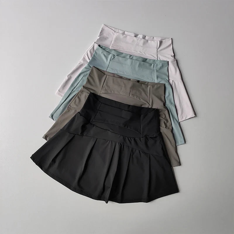High Waist Tennis Skirt with Built-In Shorts