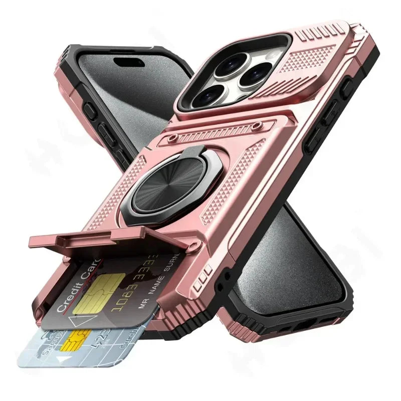 Phone Case For iPhone with Magnetic Rotated Ring Kickstand