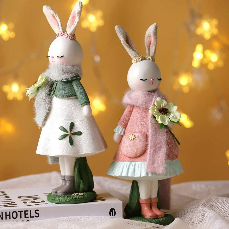 Cute Easter Rabbit Resin Ornament – Forest Style Table Decoration