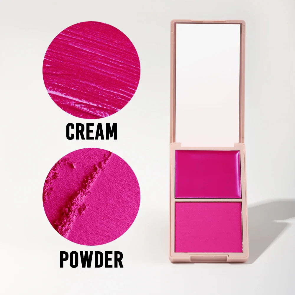 2-in-1 Pink Blush Palette – Matte & Dewy Cream