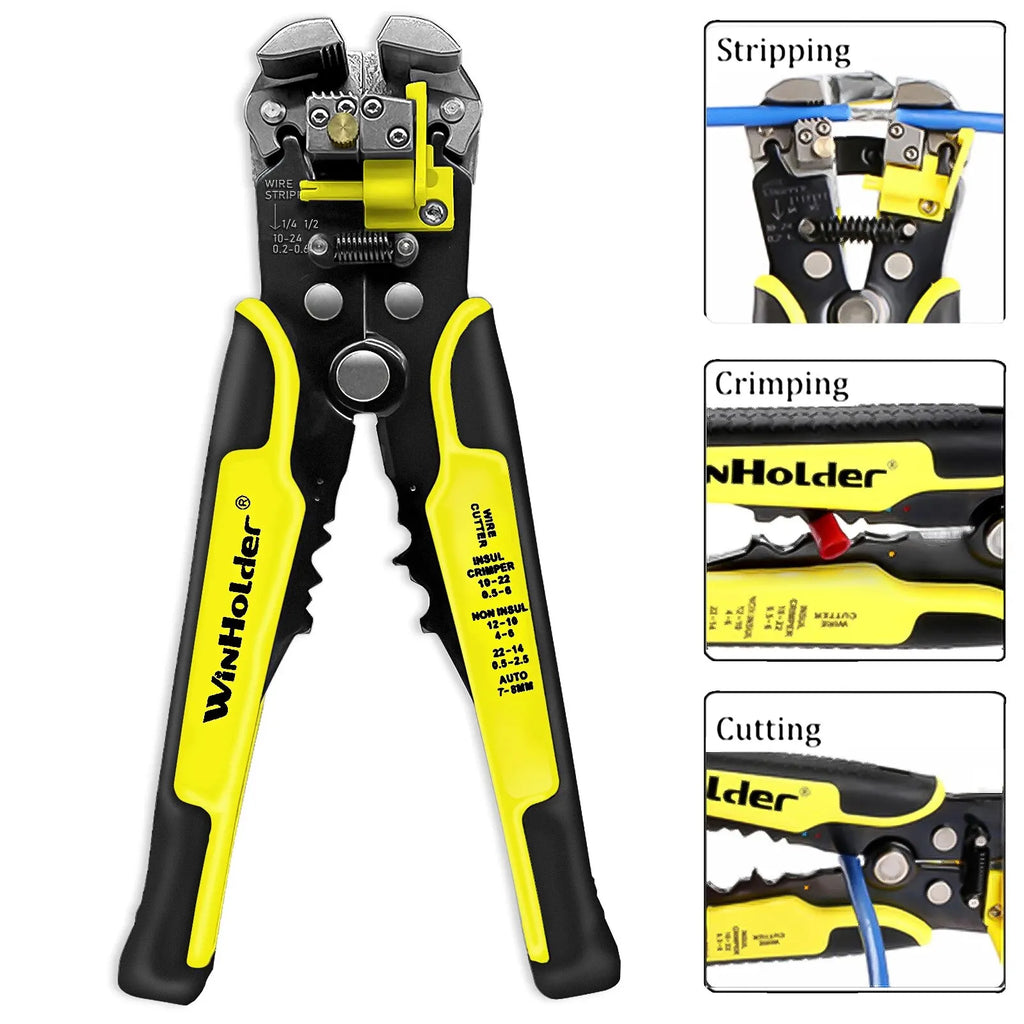 WINHOLDER Professional Electrician Wire Tool Cable Wire Stripper Cutter Crimper Automatic Crimping Stripping Plier