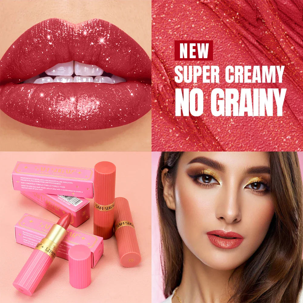 Pearlescent Pink Glitter Velvet Lipstick