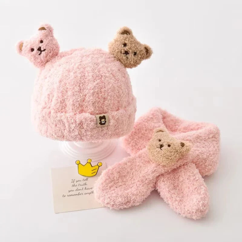 Baby Winter Beanie Hat with Earflaps & Plush Scarf | Ages 3-36 Months
