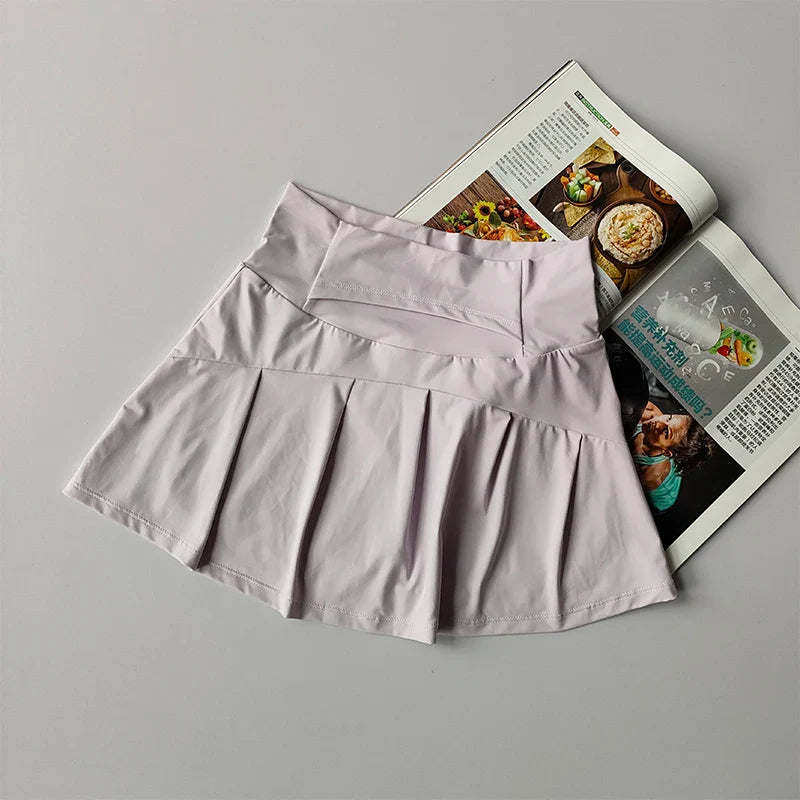 High Waist Tennis Skirt with Built-In Shorts
