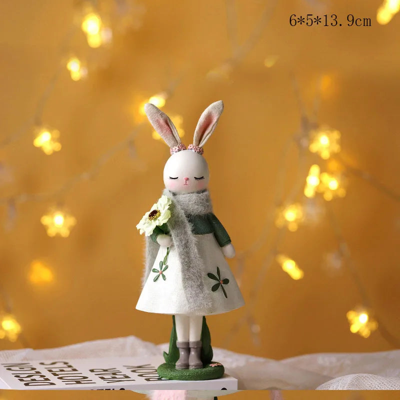 Cute Easter Rabbit Resin Ornament – Forest Style Table Decoration