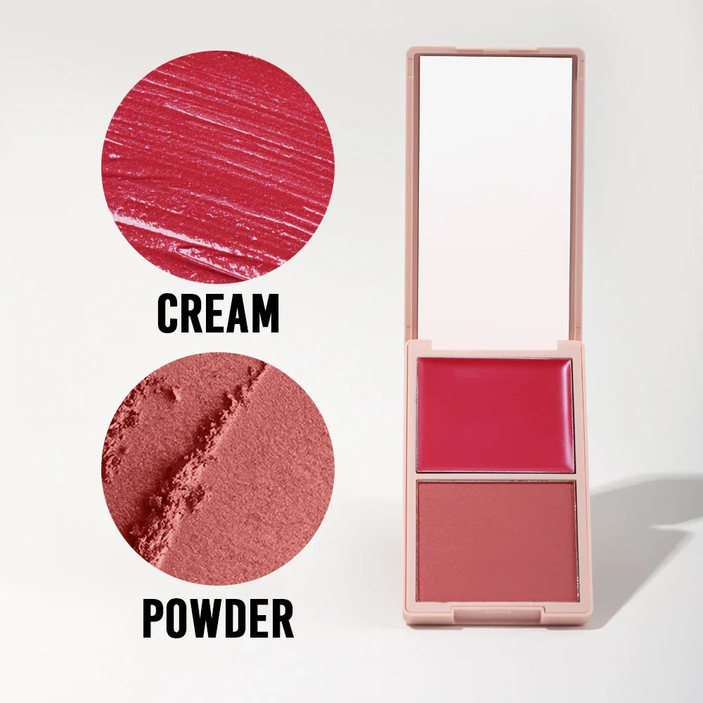 2-in-1 Pink Blush Palette – Matte & Dewy Cream