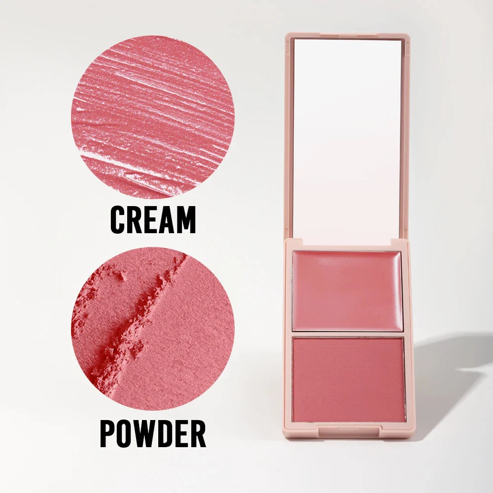 2-in-1 Pink Blush Palette – Matte & Dewy Cream