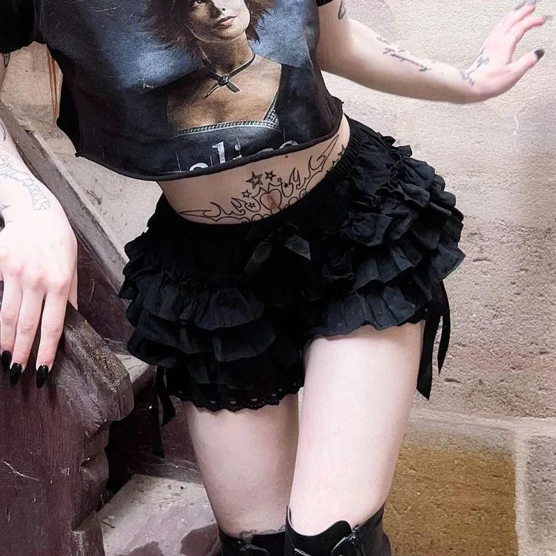 Gothic Lolita Bow Ruffle Bloomers