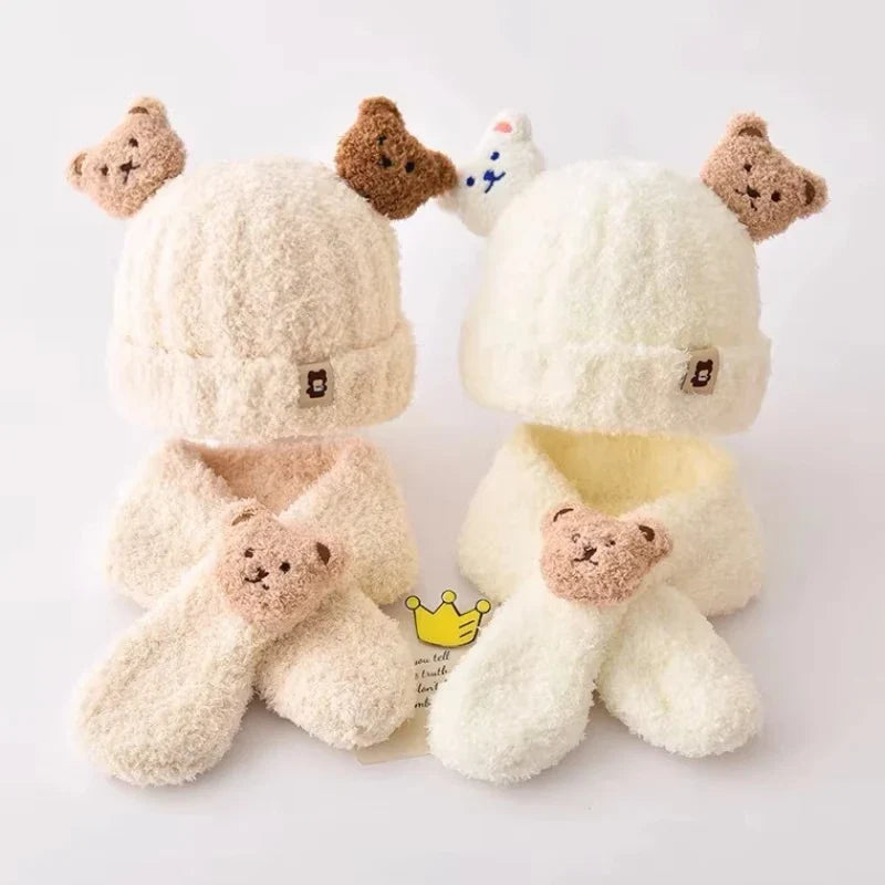 Baby Winter Beanie Hat with Earflaps & Plush Scarf | Ages 3-36 Months
