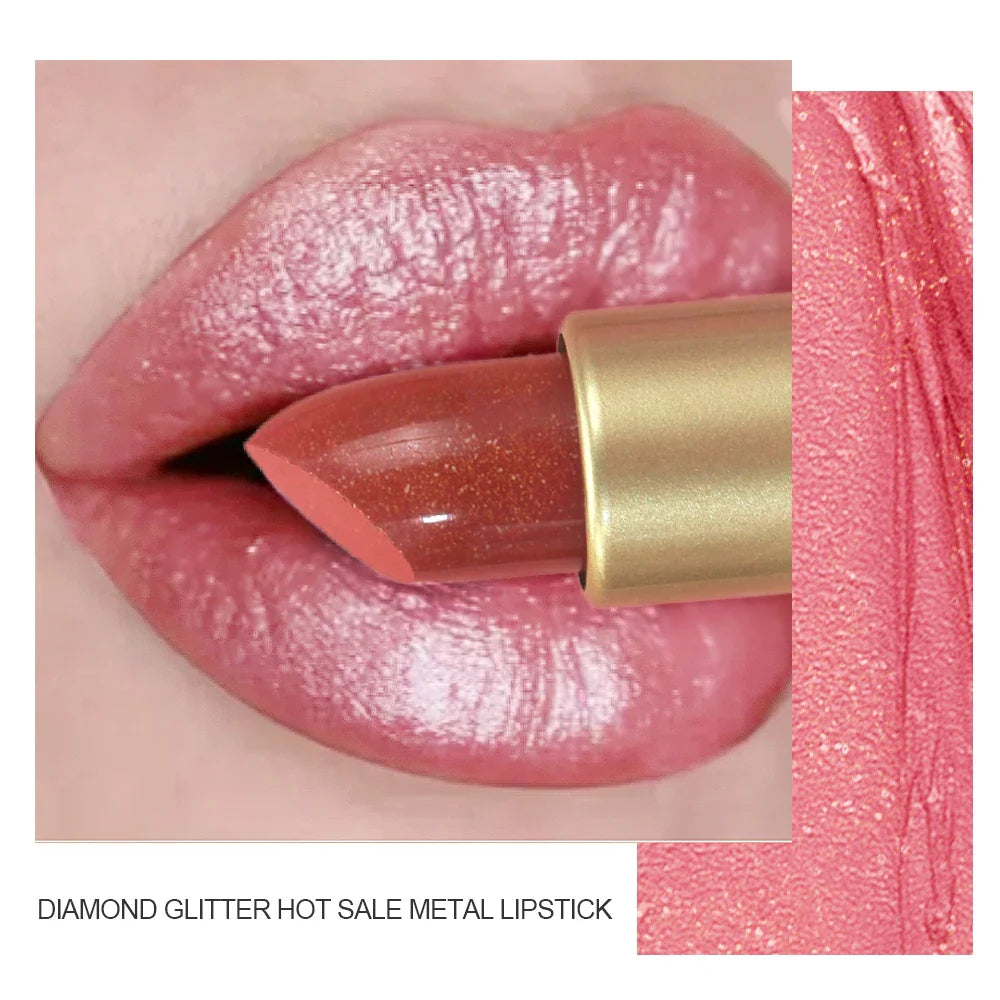 Pearlescent Pink Glitter Velvet Lipstick