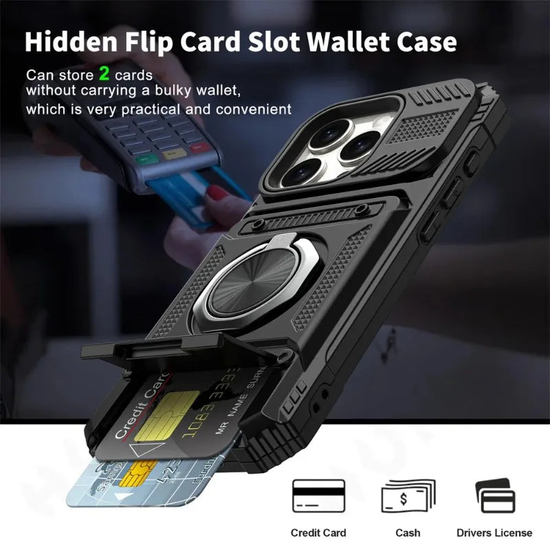 Phone Case For iPhone with Magnetic Rotated Ring Kickstand