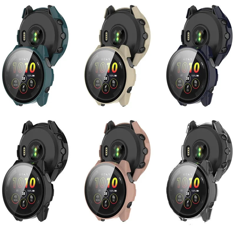 PC Case + Tempered Glass Screen Protector for Garmin Forerunner Series