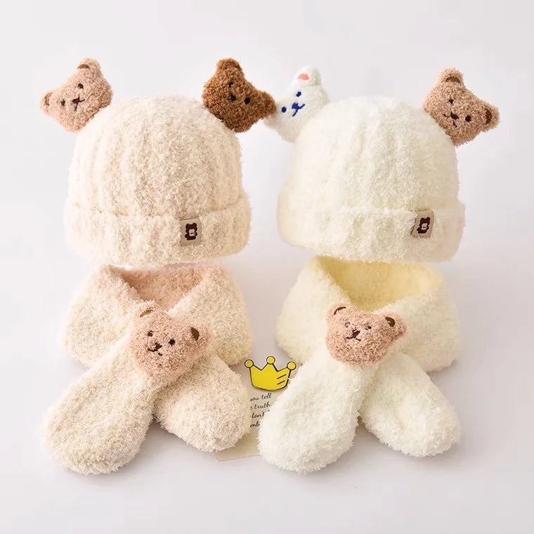 Baby Winter Beanie Hat with Earflaps & Plush Scarf | Ages 3-36 Months