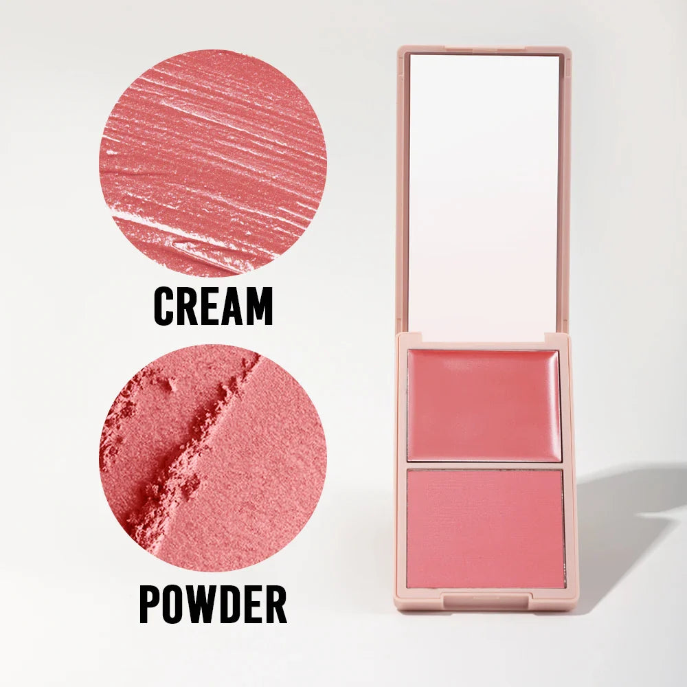 2-in-1 Pink Blush Palette – Matte & Dewy Cream