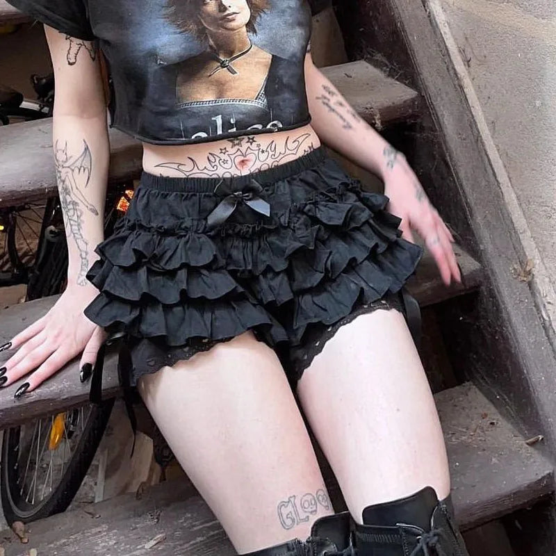 Gothic Lolita Bow Ruffle Bloomers