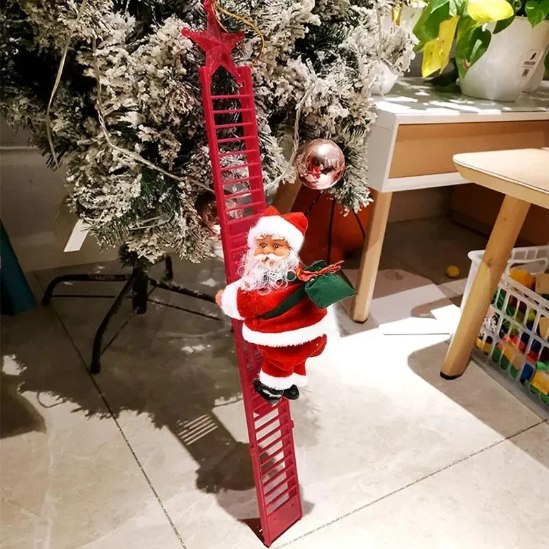 Electric Climbing Santa Claus Christmas Ornament Festive Decoration for Kids Gift Shopping Mall Holiday Scene Display