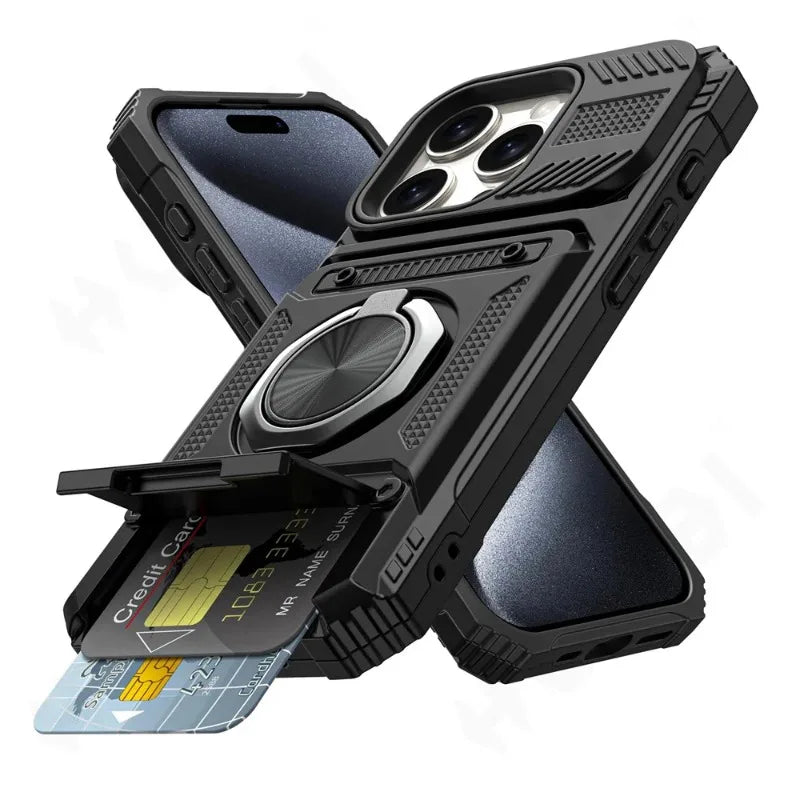 Phone Case For iPhone with Magnetic Rotated Ring Kickstand