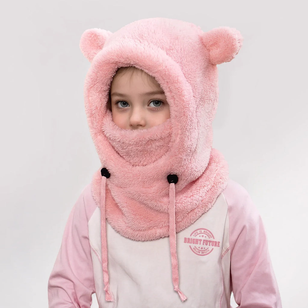 Kids Winter Hat with Ear Flaps and Face Cover Warm Fleece Lined Cold Weather Beanie for Boys Girls