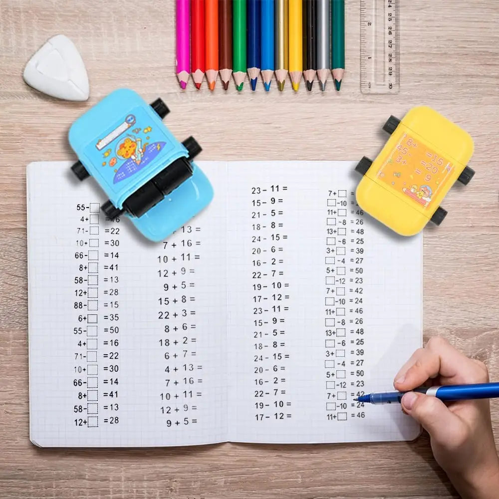 Double-Head Math Practice Stamp Digital Roller (Multiple Color Options)