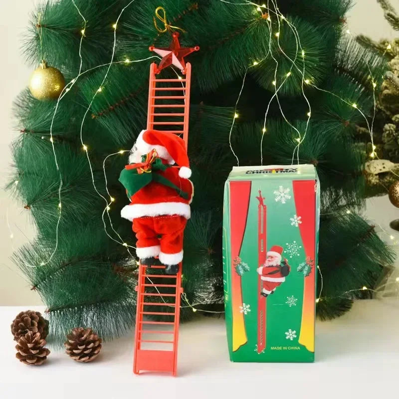 Electric Climbing Santa Claus Christmas Ornament Festive Decoration for Kids Gift Shopping Mall Holiday Scene Display