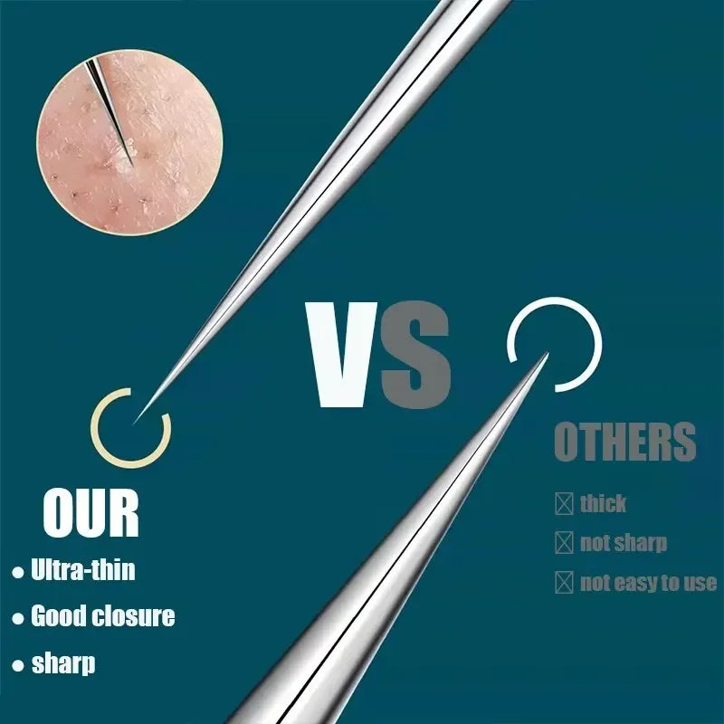 1/11Pcs Acne Pimples Blackhead Remover Clip Ultra-fine Tweezers Black Dots Blackhead Extractor Acne Needle Facial Cleaner Skin