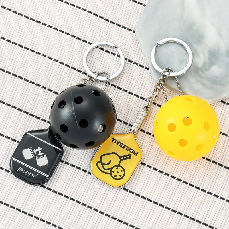 Mini Metal Pickleball Racket Keychain