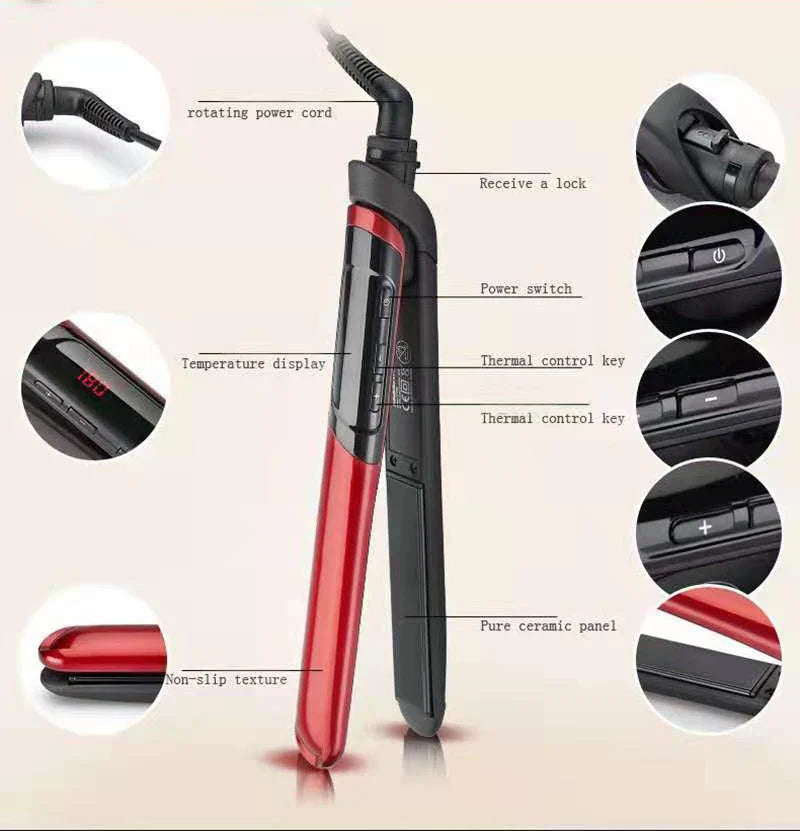 2-in-1 Hair Straightener – Flat Iron & Curler Combo