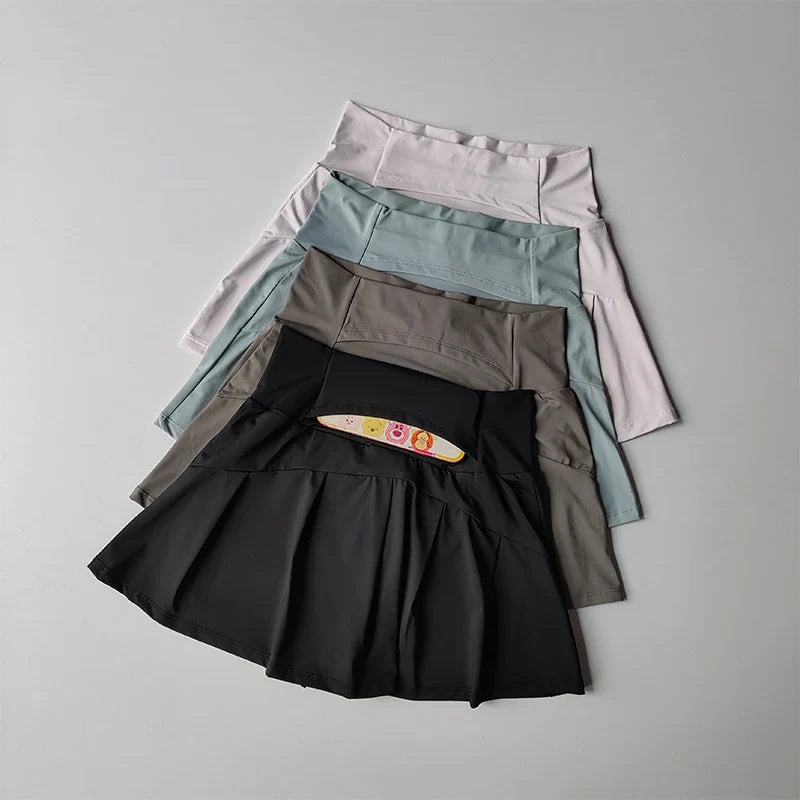 High Waist Tennis Skirt with Built-In Shorts