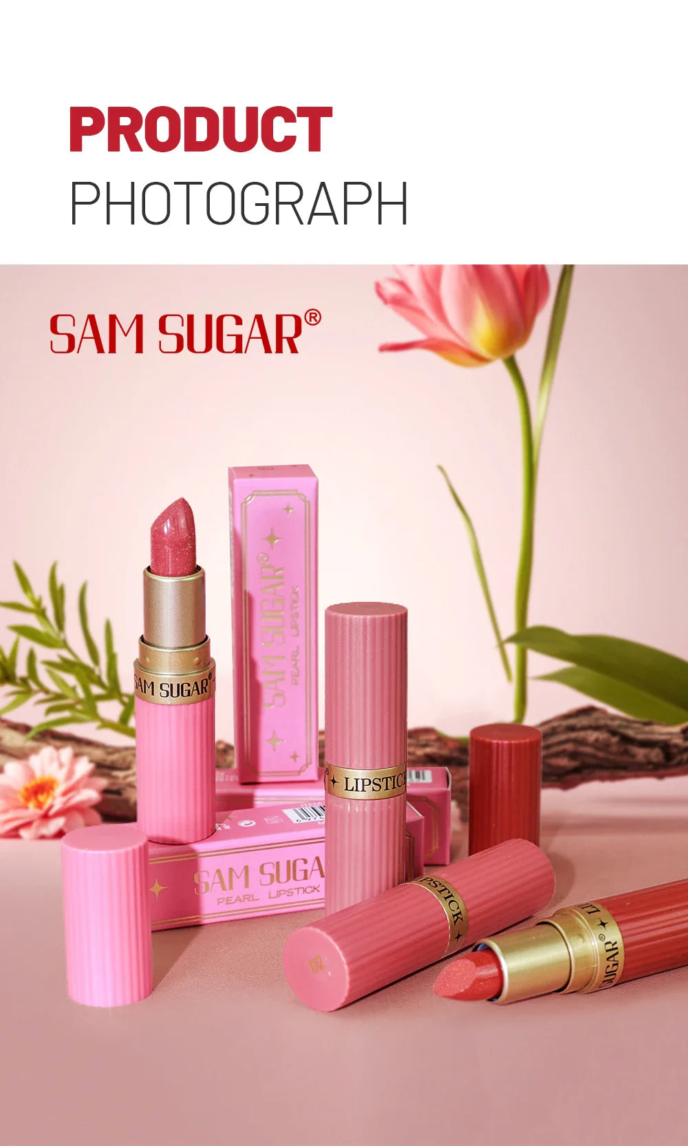 Pearlescent Pink Glitter Velvet Lipstick