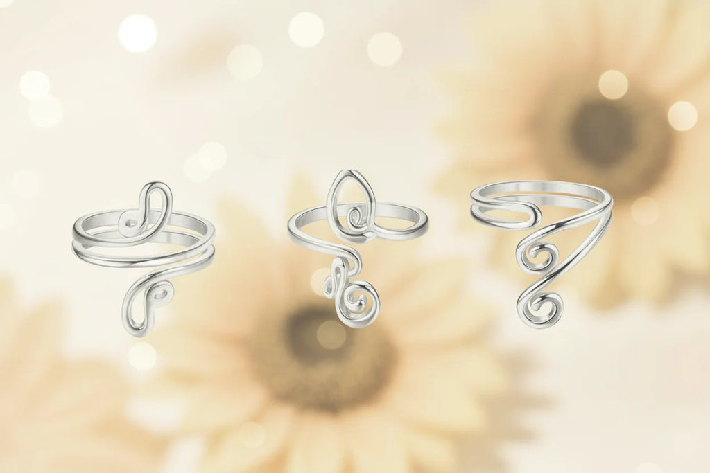 3Pcs Adjustable Toe Rings Summer Beach Foot Jewelry in silver or gold