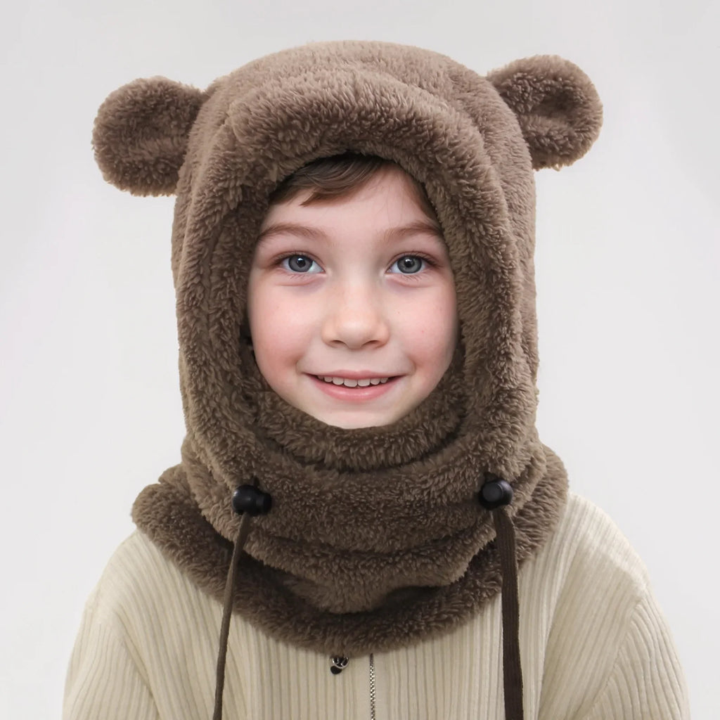 Kids Winter Hat with Ear Flaps and Face Cover Warm Fleece Lined Cold Weather Beanie for Boys Girls