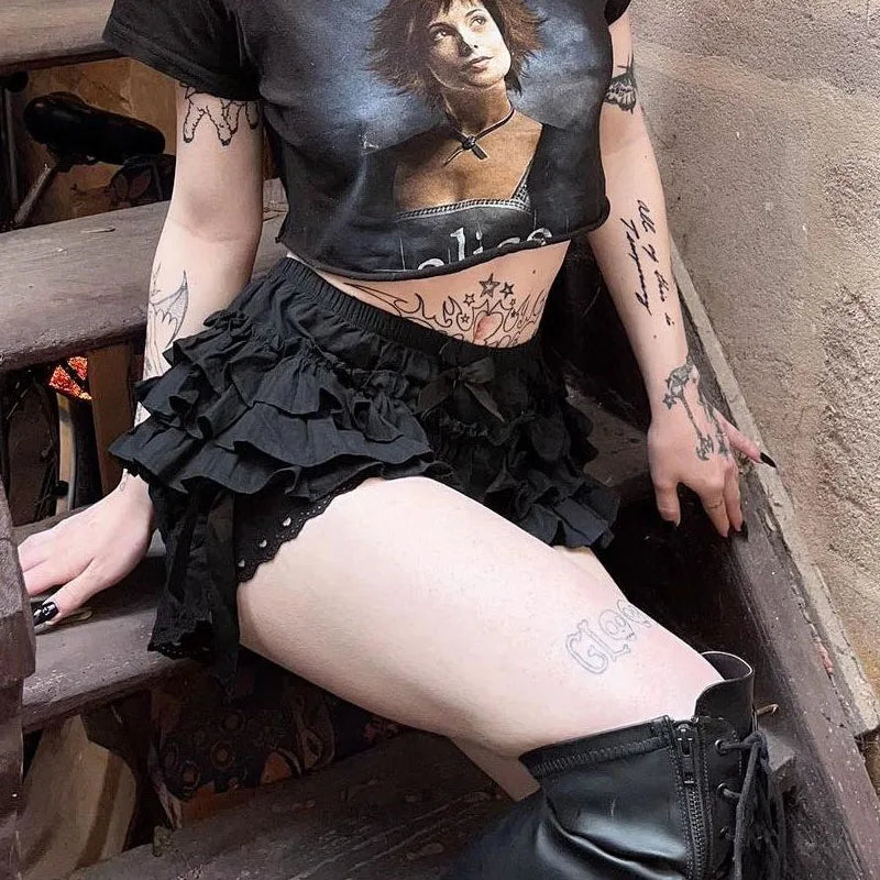 Gothic Lolita Bow Ruffle Bloomers