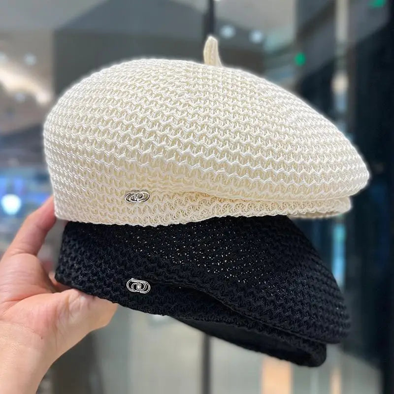 Adult Fixed Pleated Paper Straw Beret