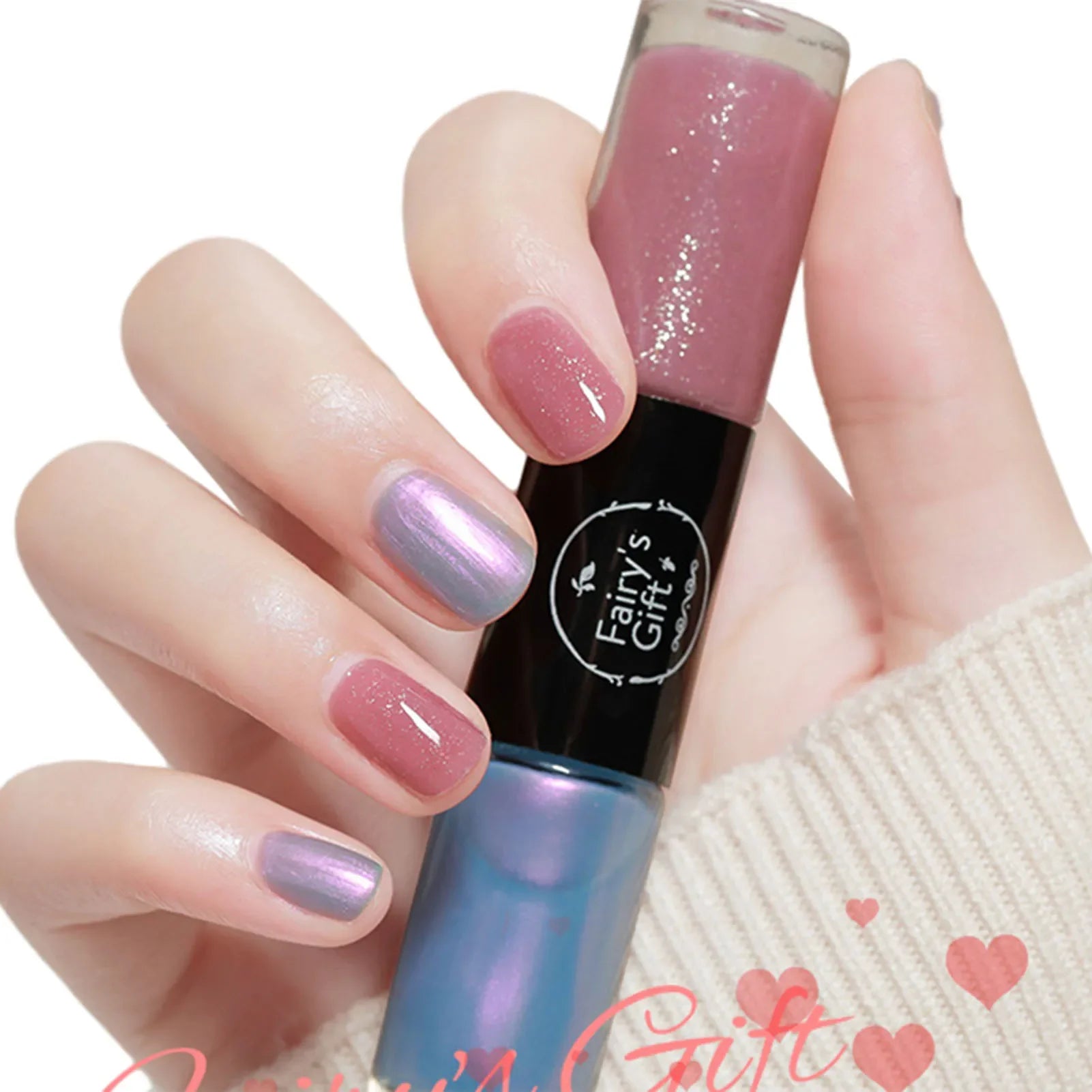 2-in-1 Glitter Nail Polish – Long-Lasting Quick-Dry Gel