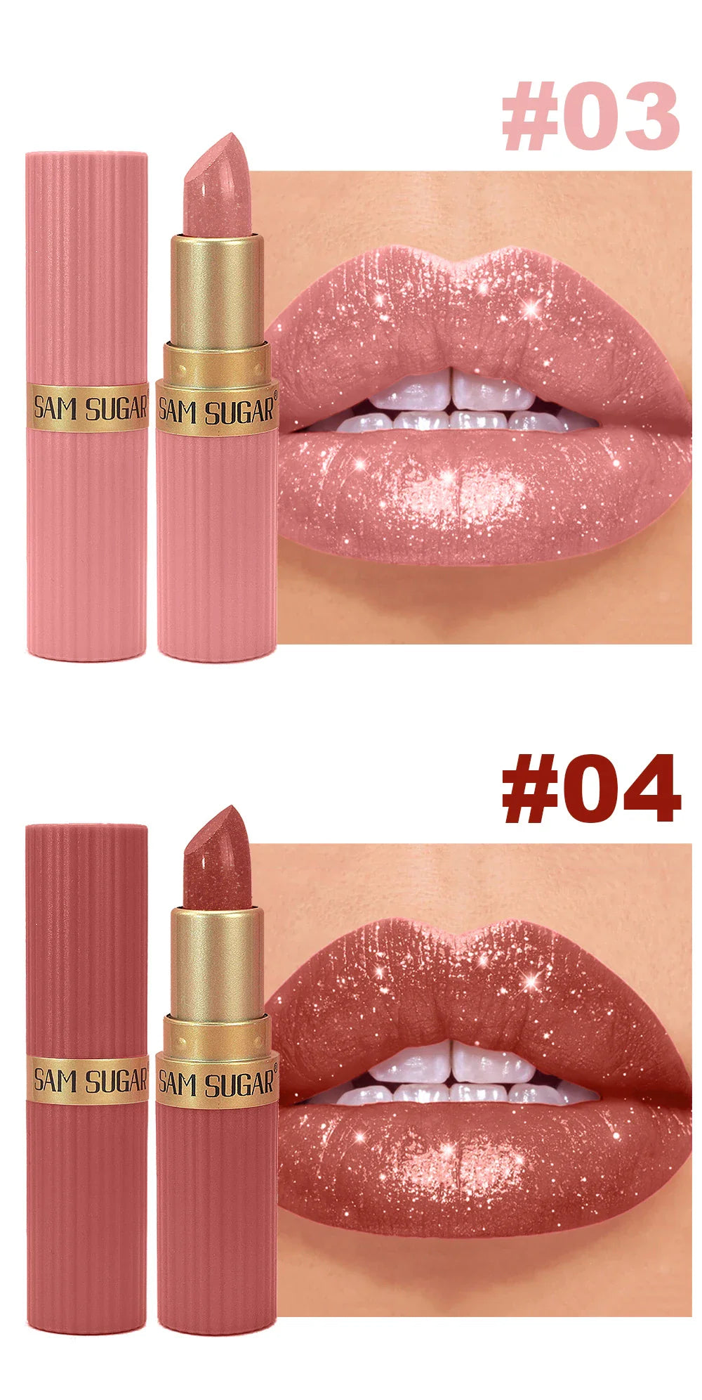 Pearlescent Pink Glitter Velvet Lipstick