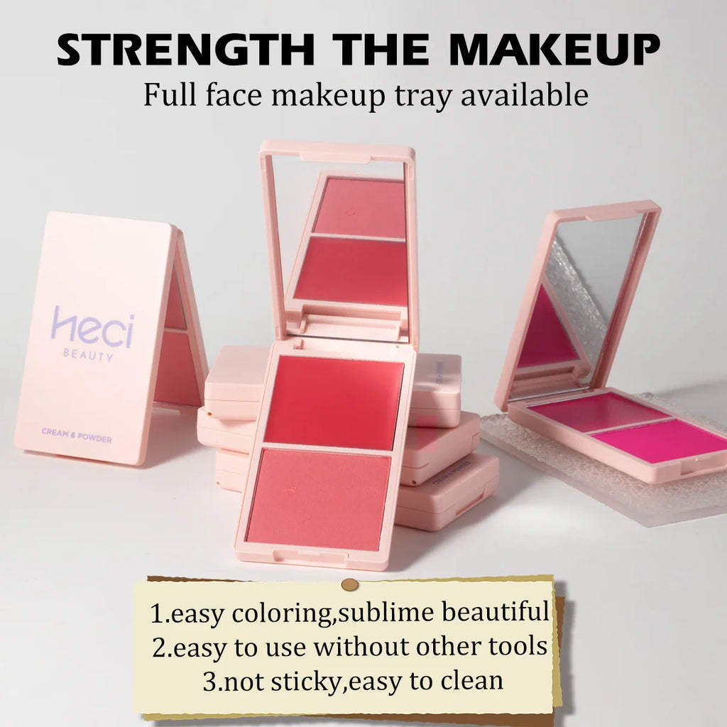 2-in-1 Pink Blush Palette – Matte & Dewy Cream