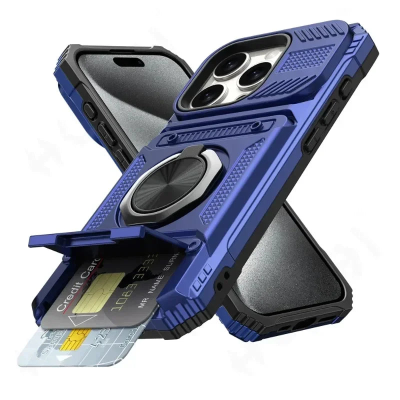 Phone Case For iPhone with Magnetic Rotated Ring Kickstand