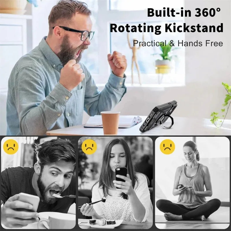 Phone Case For iPhone with Magnetic Rotated Ring Kickstand