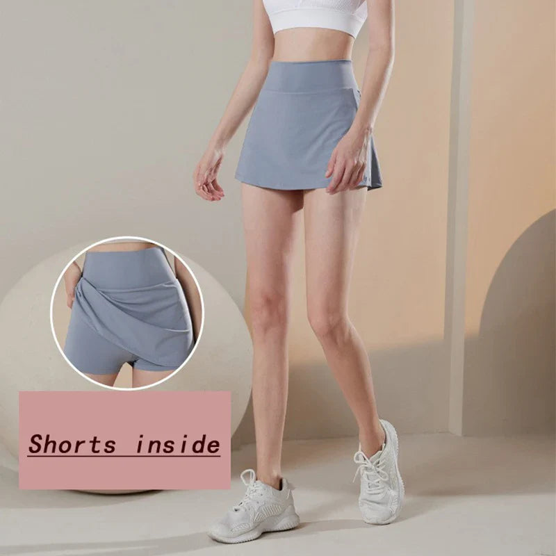 High Waist Tennis Skirt with Built-In Shorts